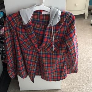 Looks a ton better in person! Plaid hoodie shirt